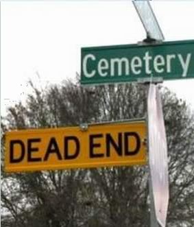 Cemetery road sign